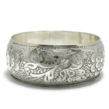 Embossed Brass Metal Bangle-BA2311D Silver Plated
