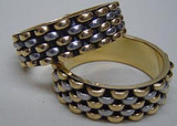 Brass Metal Bangles Gold Silver Tone 1"BA8557