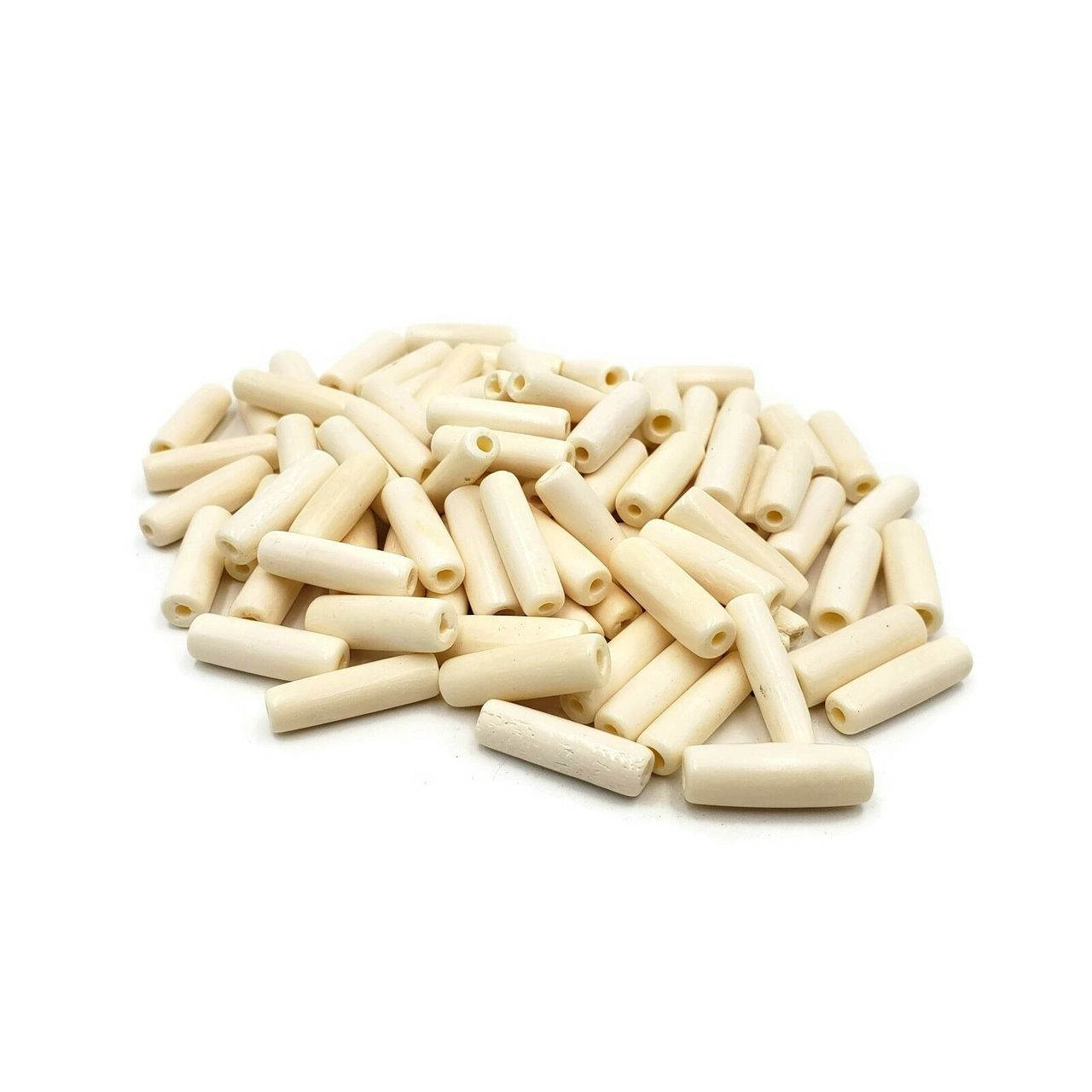50 Pc Off White Buffalo Bone Tubular Pipe Beads Choker Beads 1" Tea Stained