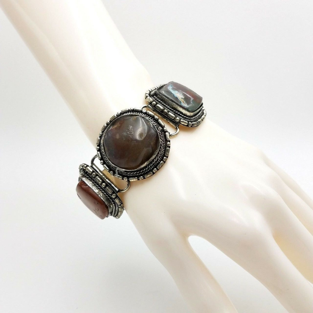 Navo Silver Plated Agate Bracelet