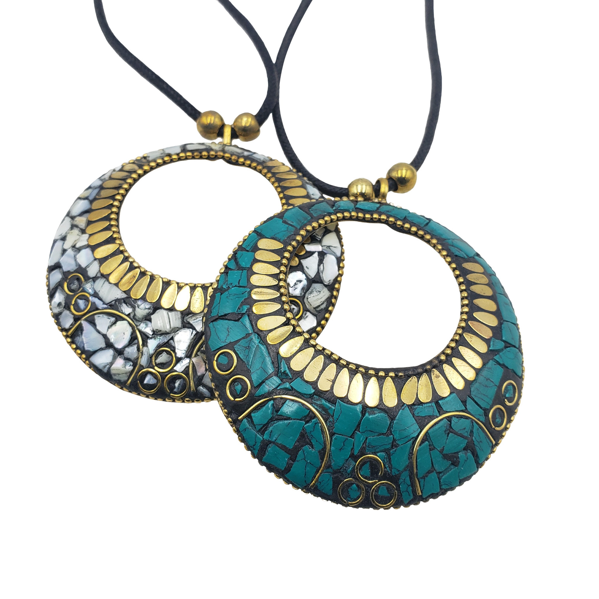 Numoon Brass Pendant with Mosaic Chips