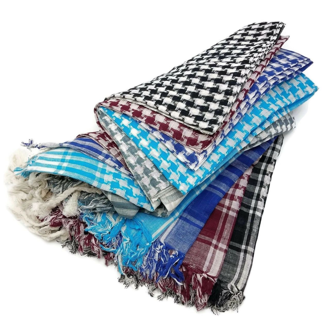 Akshara Checkered Arafat Keffiyeh Cotton Scarf