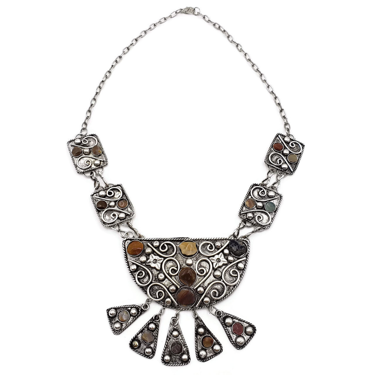 Astrid Boho / Gypsy  Statement Neck Plate with Agate Stone 