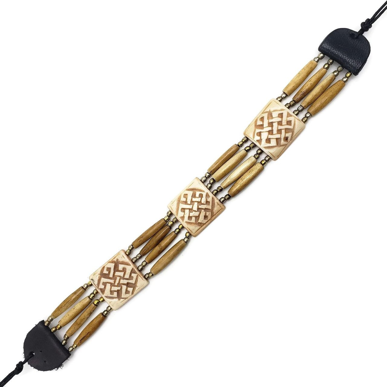 Gia Square Buffalo Bone Choker in Leather Binding