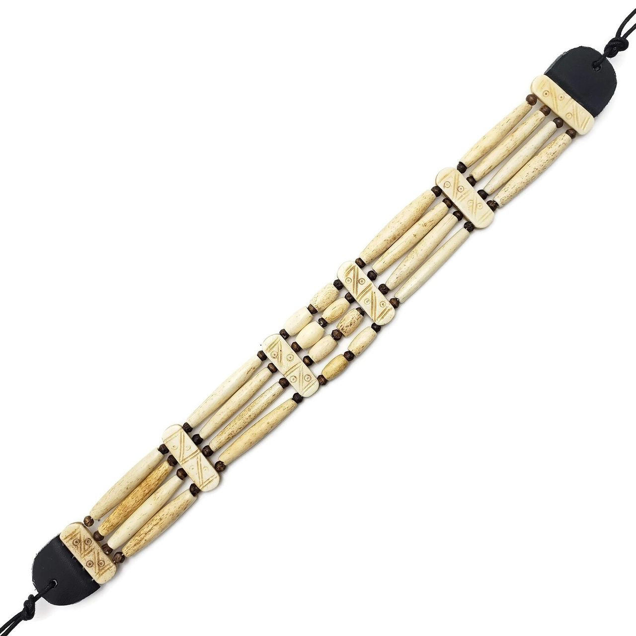Amaris Native American Buffalo Bone Choker in Leather Binding