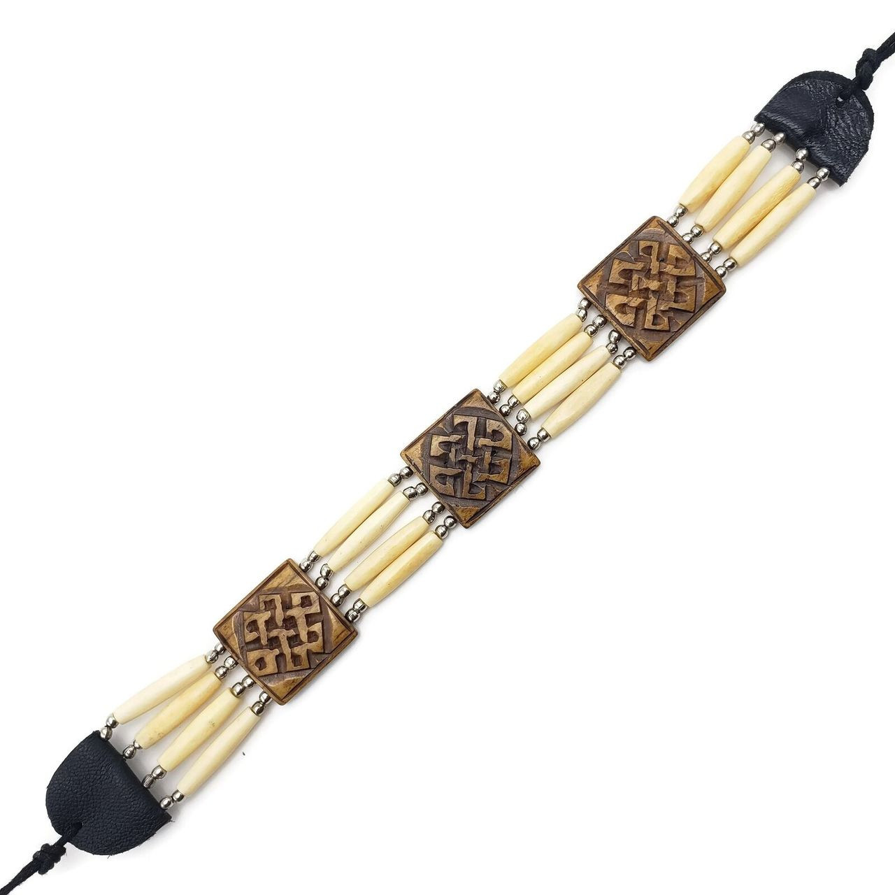 Lucia Native American Buffalo Bone Choker in Leather Binding