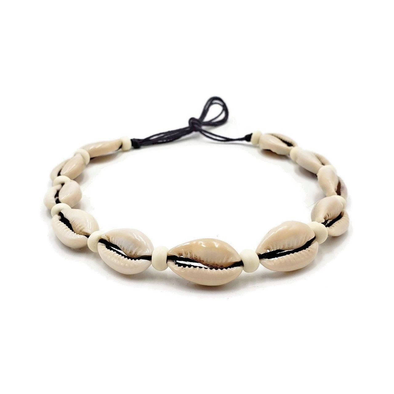 Simi Cowrie Shell Choker with White Buffalo Bone Beads