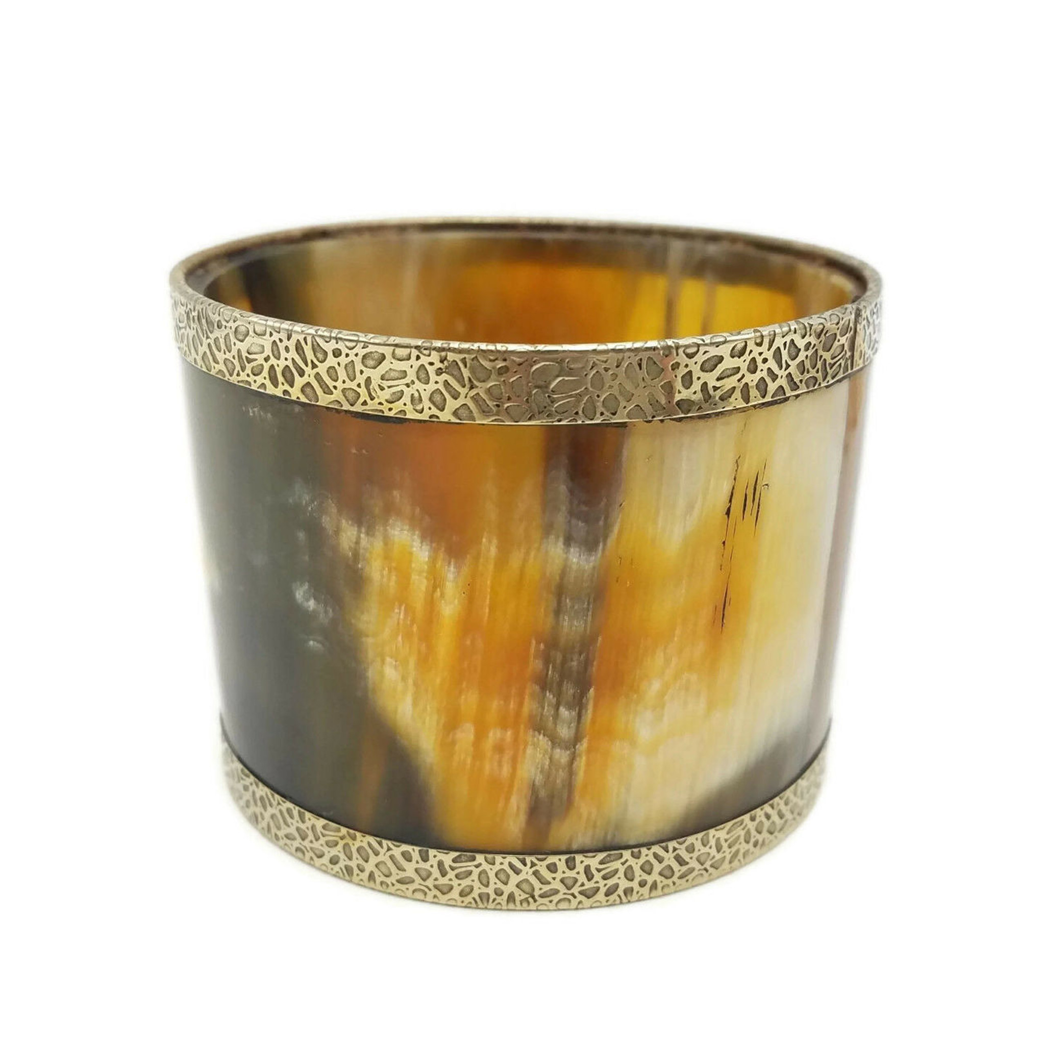 Tabitha Chunky Horn Bangle Bracelet with Brass Linings