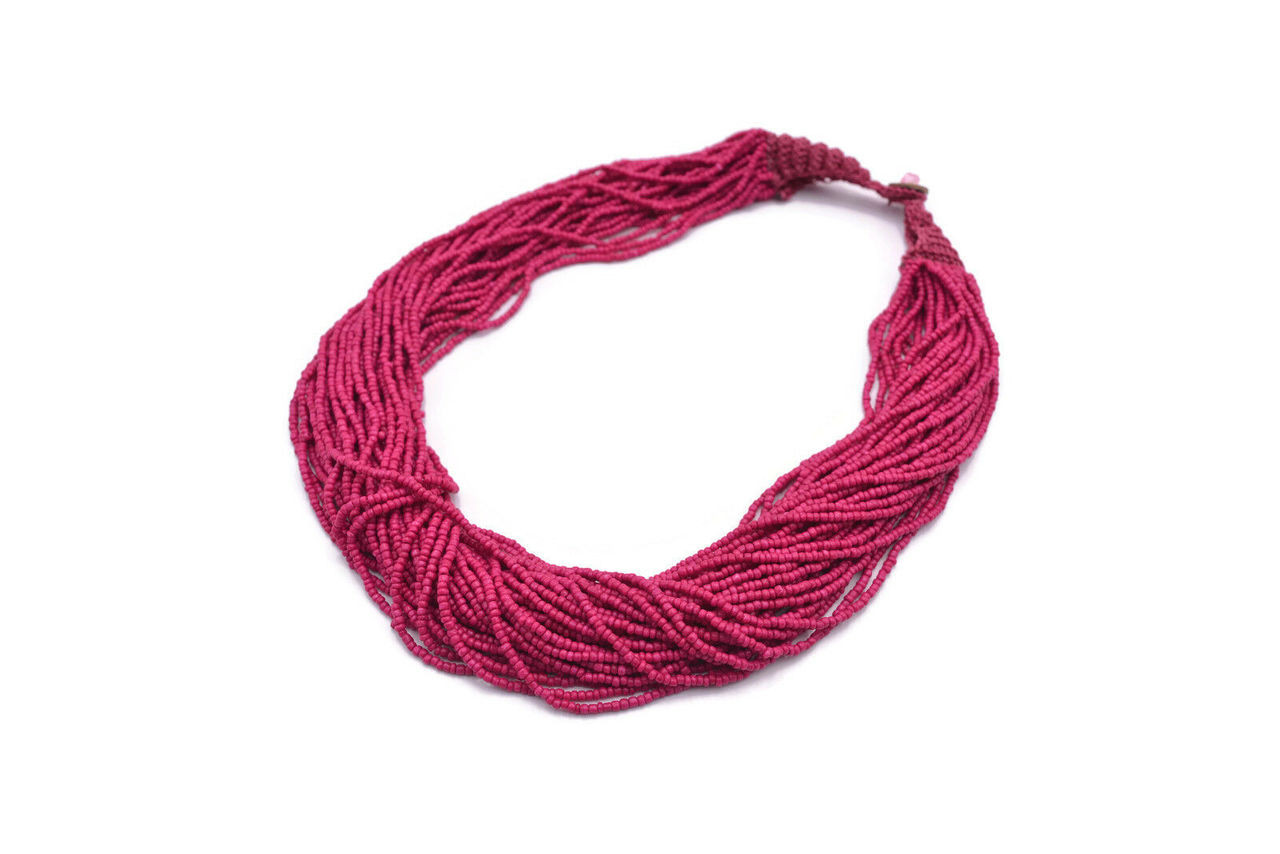 Enoya Multi Strand Twisted Glass Seed Bead Necklace