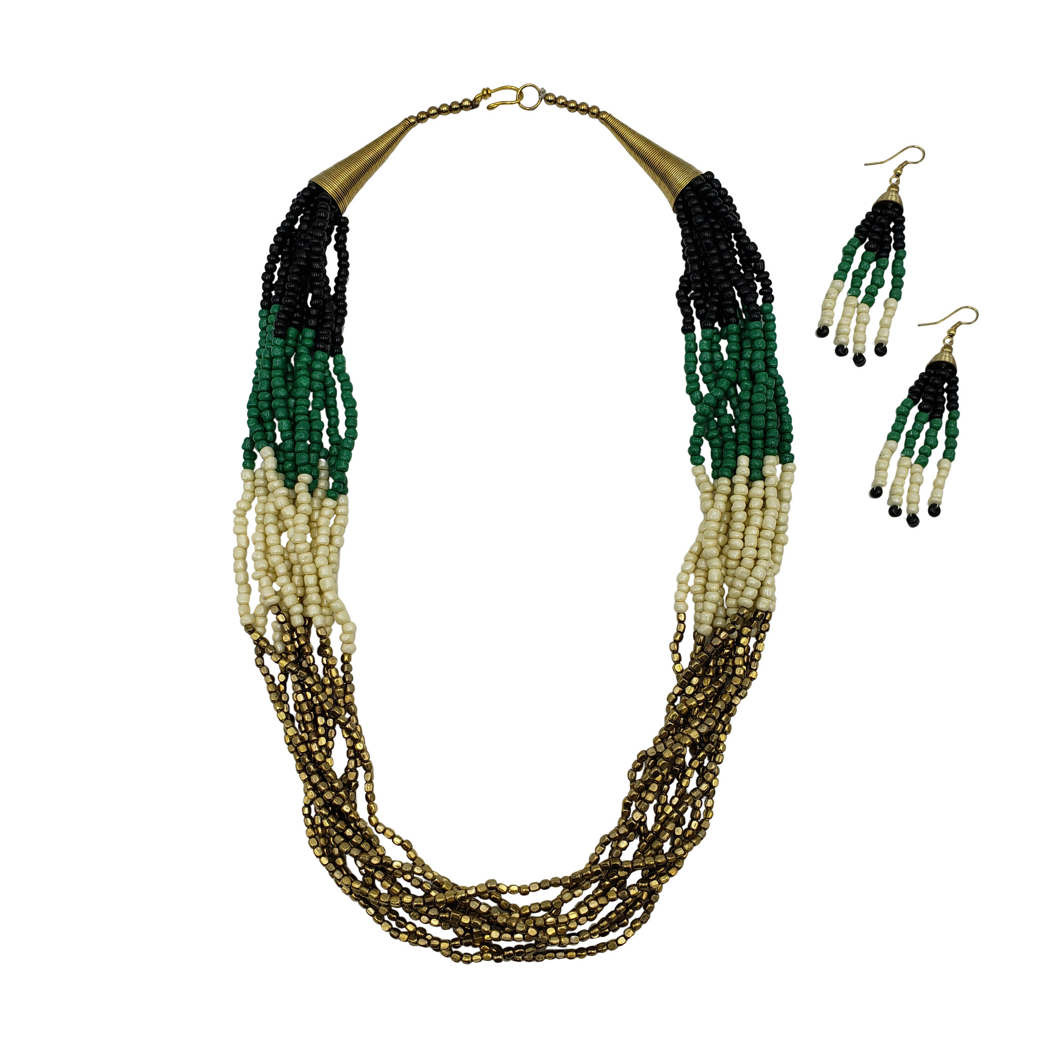 Inara Multi Strand Seed Bead Necklace & Earring Set