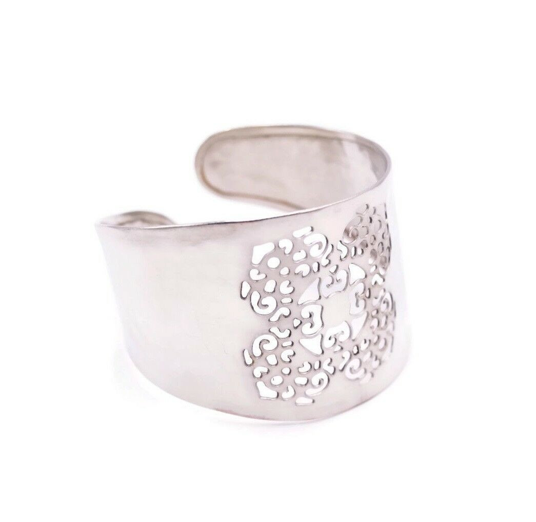 Rashida Egyptian Brass Cuff with Perforated Filigree Design