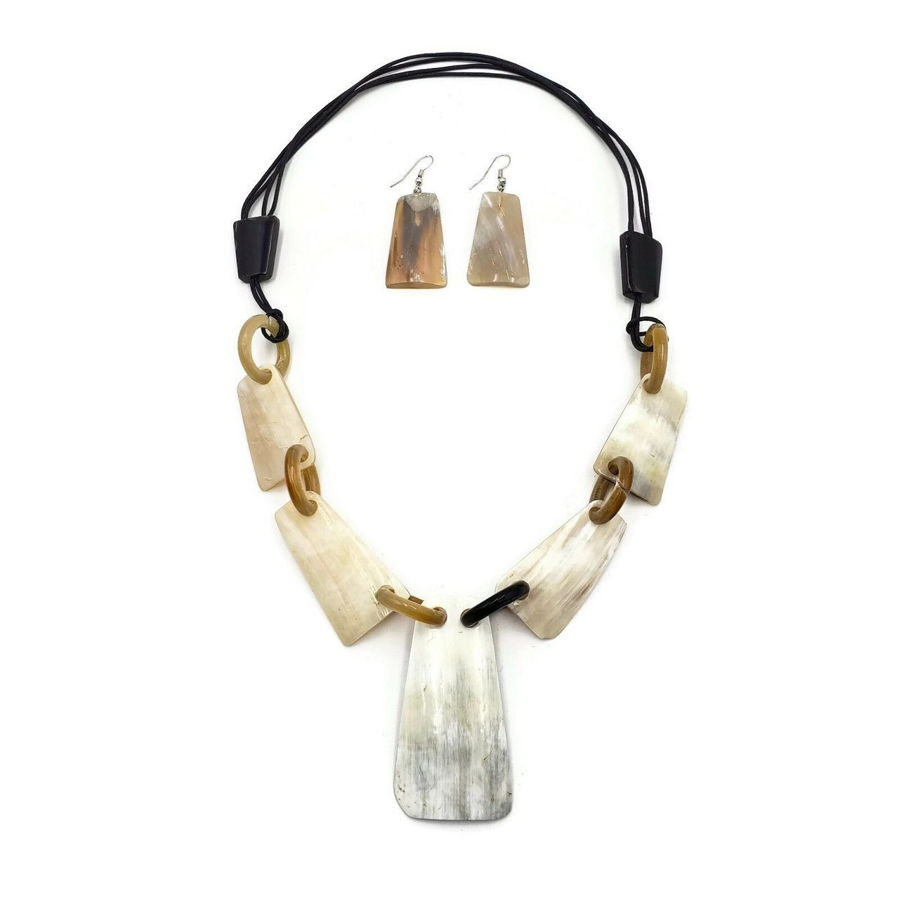 Kamala Genuine Buffalo Horn Necklace with Matching Earrings