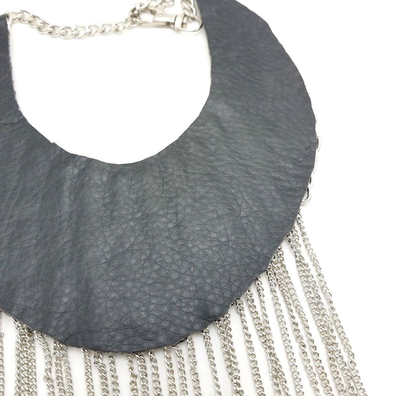 Indie Fringed Leather Bib Necklace