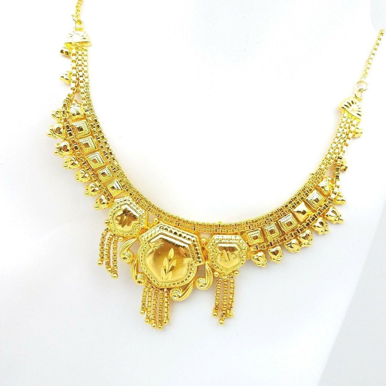 Indian Ethnic Bollywood Bridal Jewelry Gold Plated Necklace Earrings Set