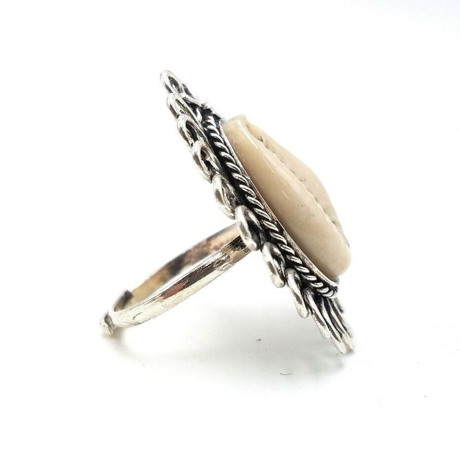 Natural Cowrie Shell Finger Ring Boho Surfer Beach Tribal Jewelry Silver Plated