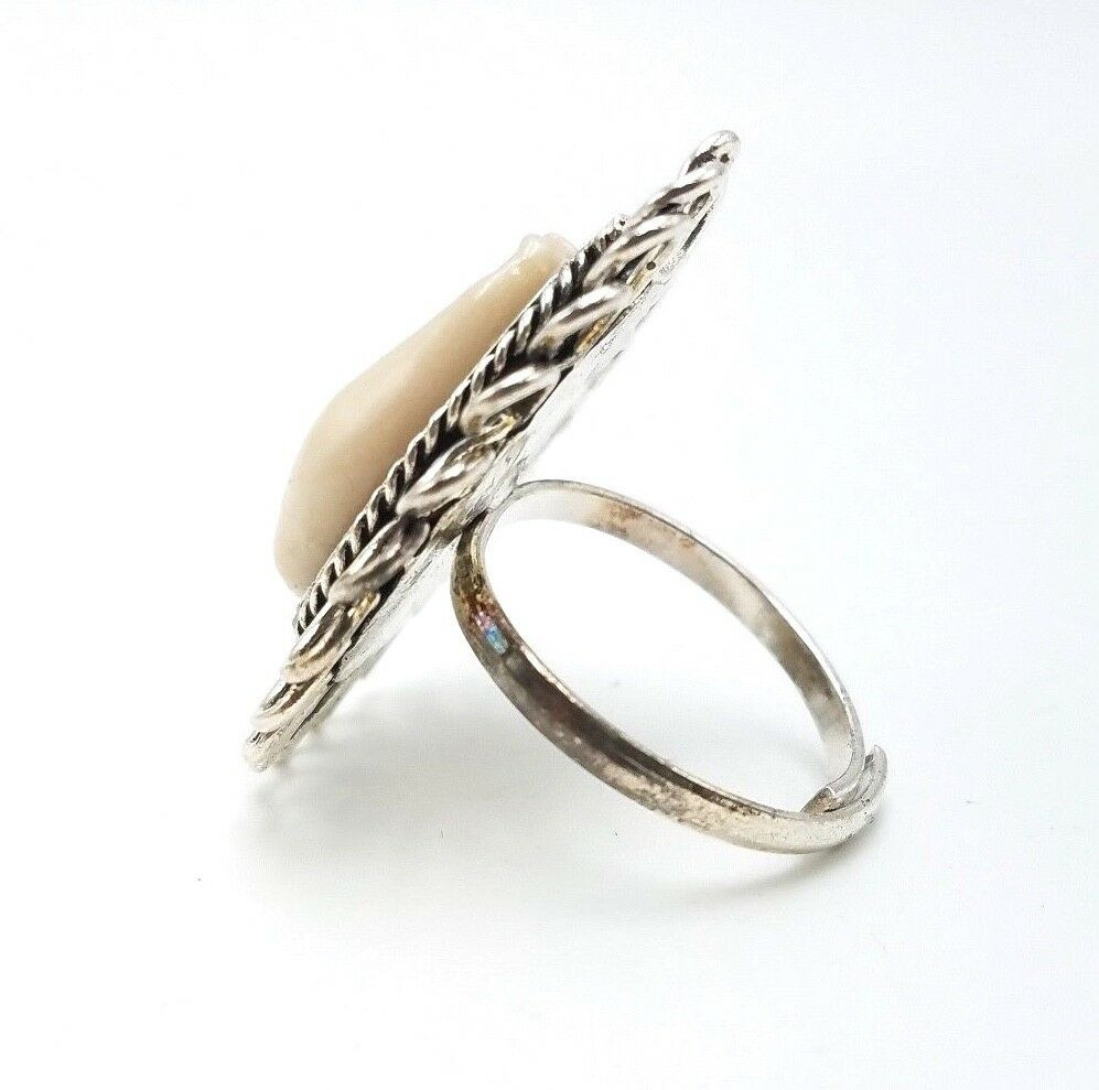 Natural Cowrie Shell Finger Ring Boho Surfer Beach Tribal Jewelry Silver Plated