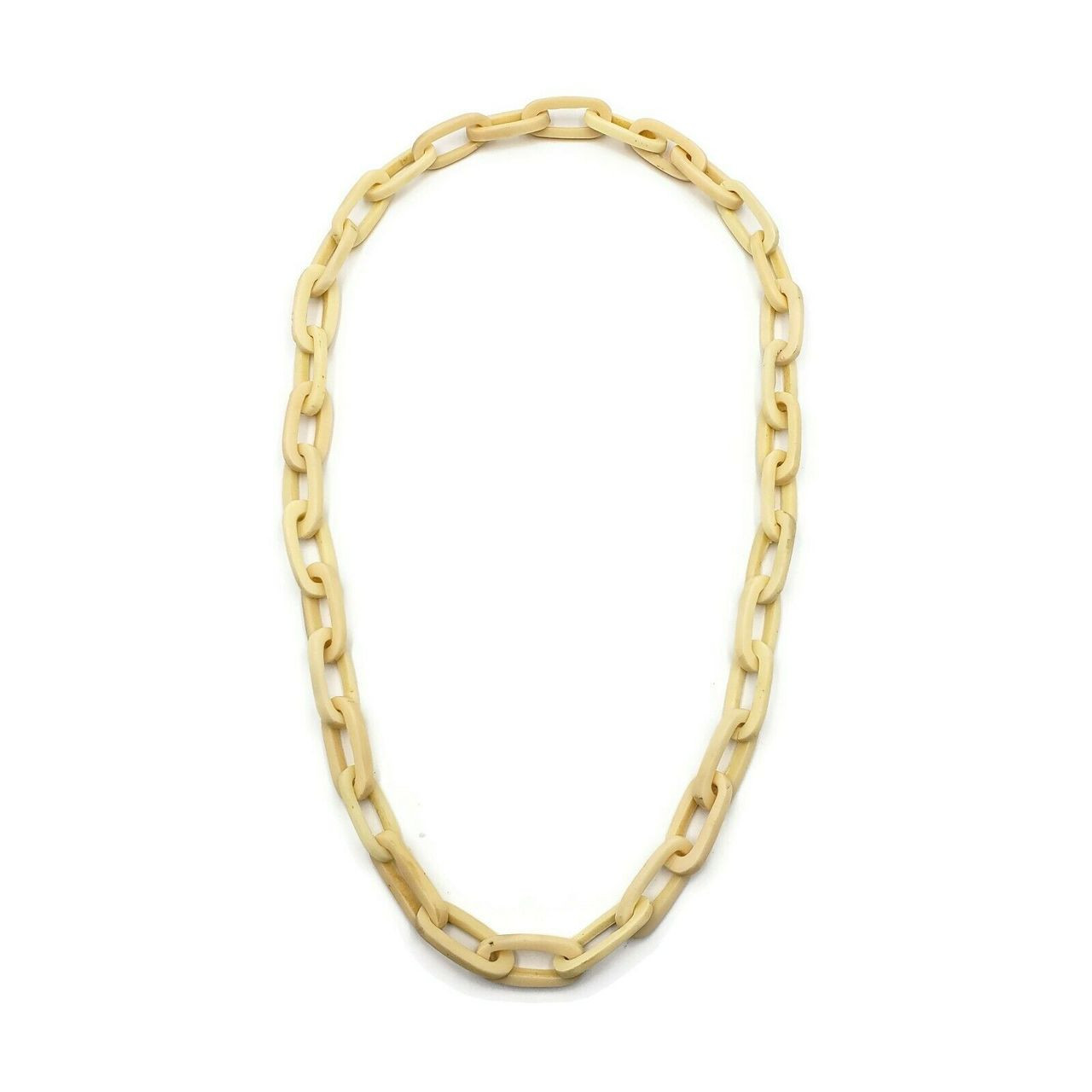 Abenna Off White Chain Resin Necklace 