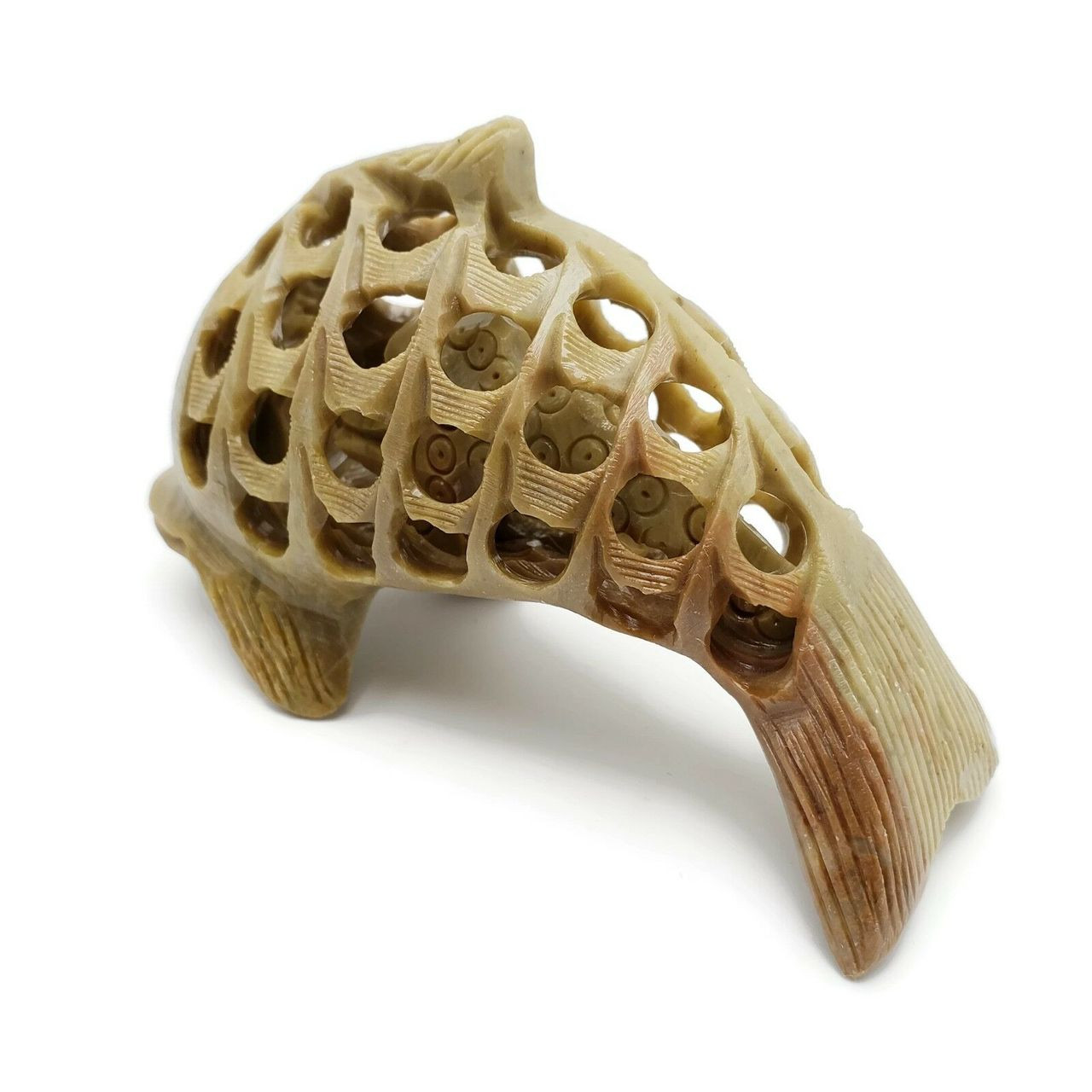 Carved Soapstone Dolphin with Pup Inside