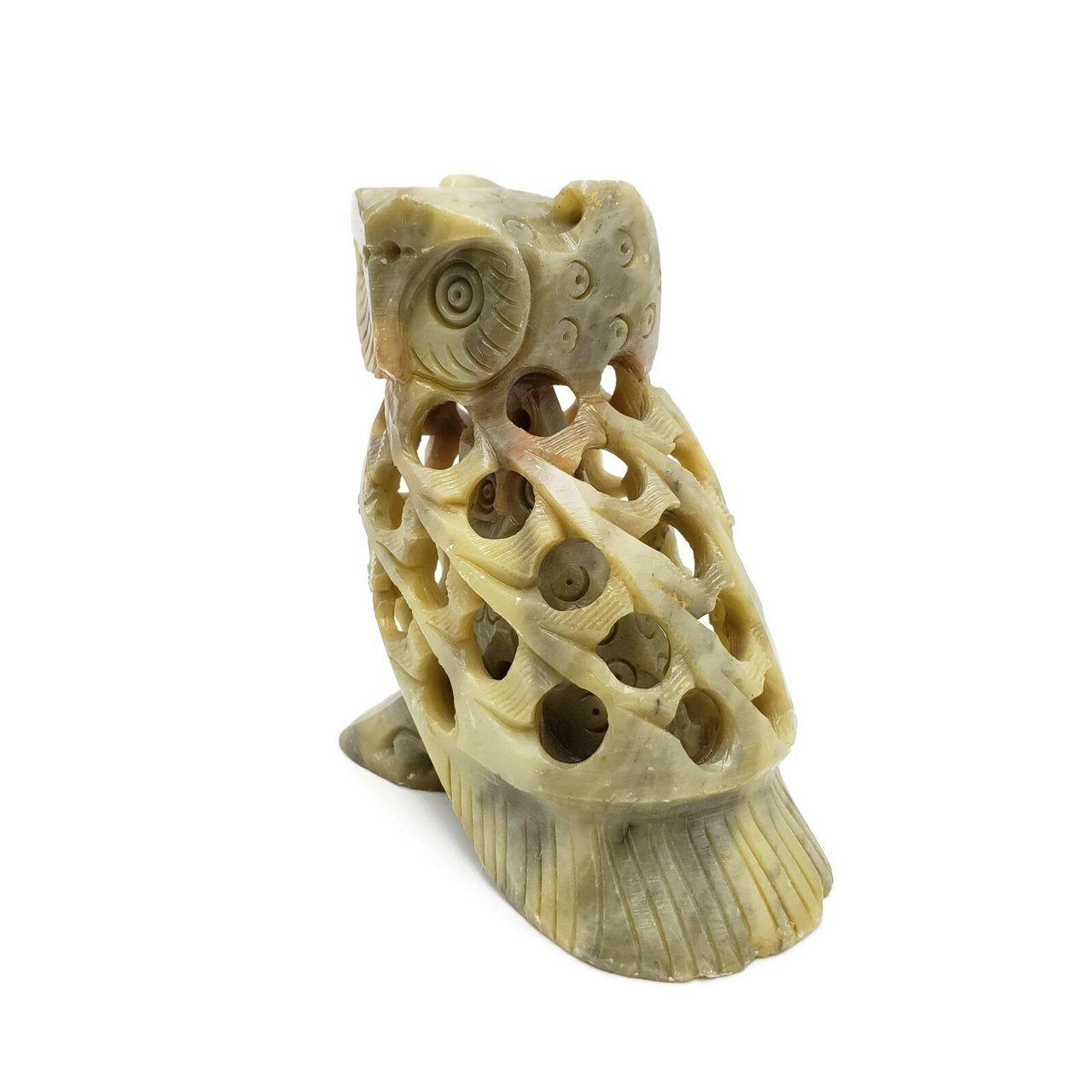 Carved Soapstone Owl with Owlet Inside