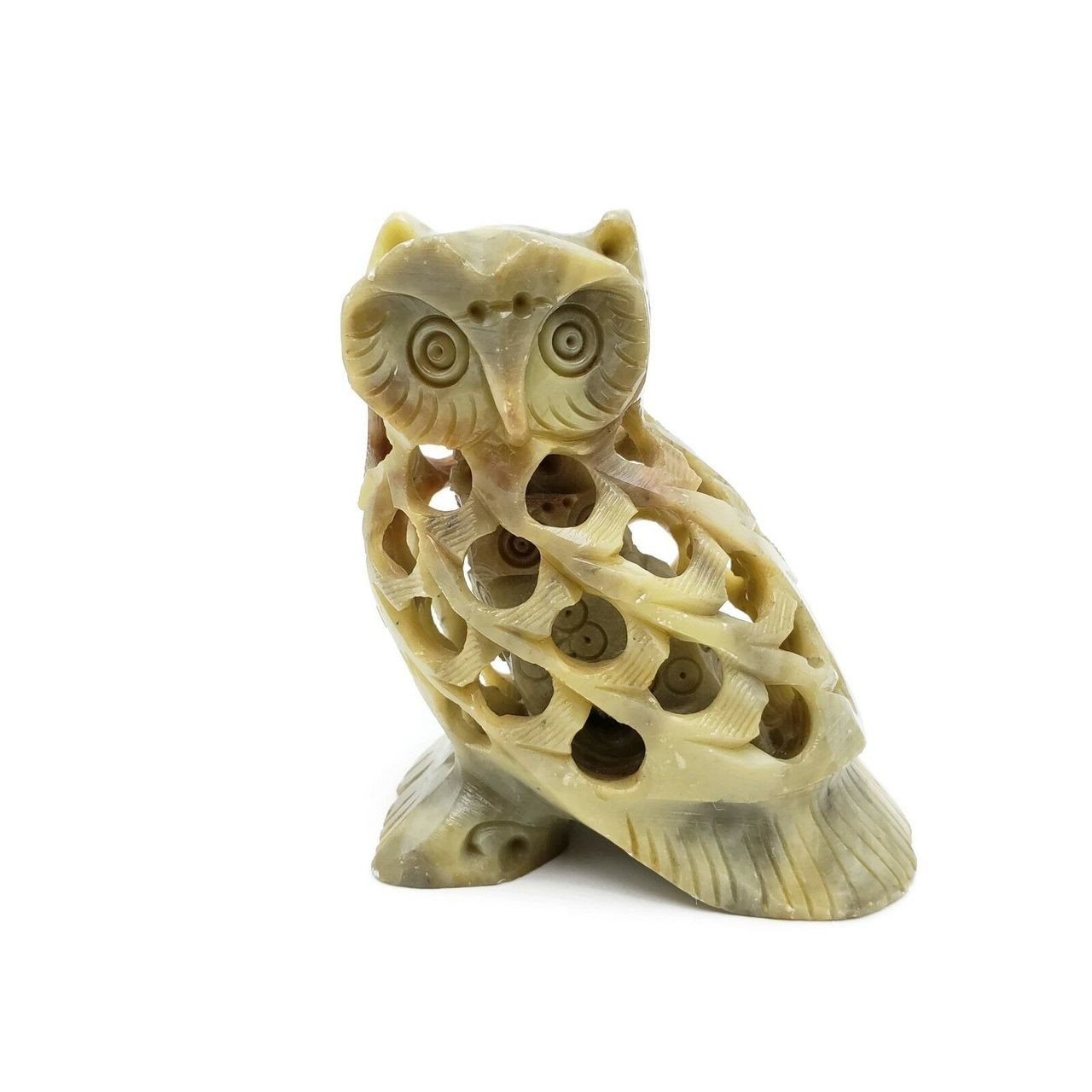 Carved Soapstone Owl with Owlet Inside