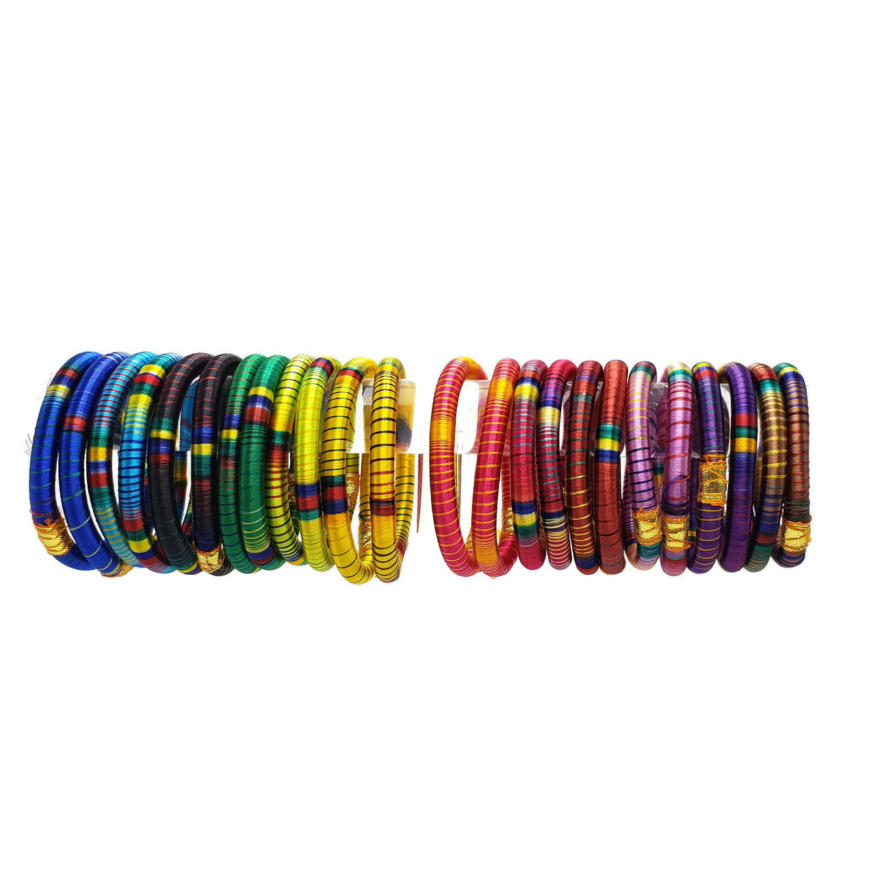 Bhavna Silk Threaded Bangles Set - Multi Color Set of 24