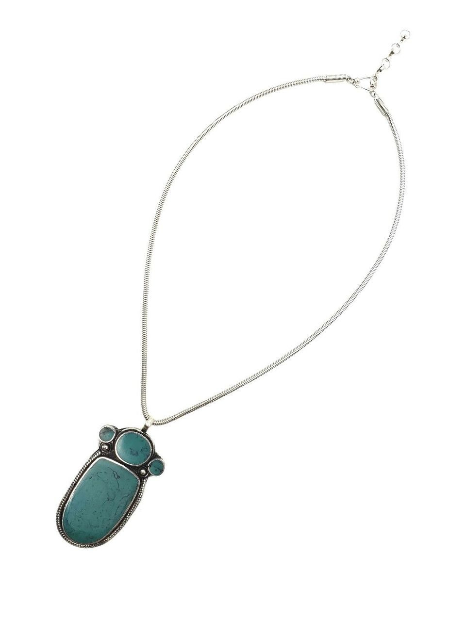 Zalika Classic Silver Plated Necklace with Resin Turquoise Pendant 