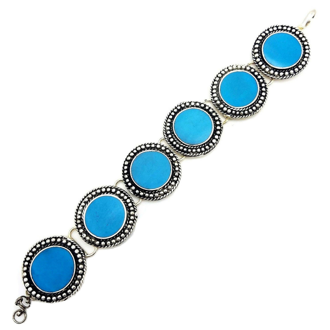 Saira Turquoise Tone Round Resin Brass Bracelet