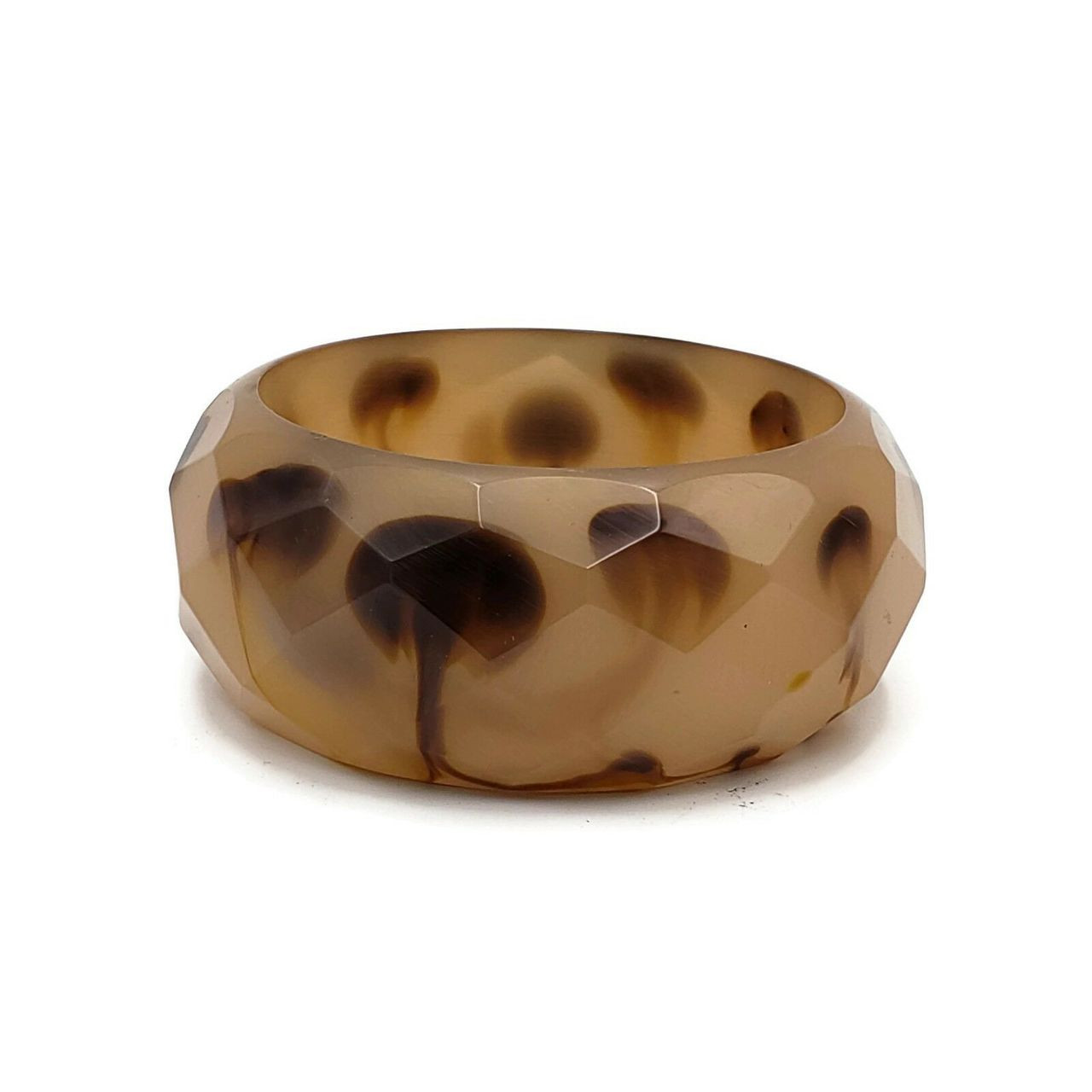 Wylda Multifaceted Coffee Swirl Resin Bangle