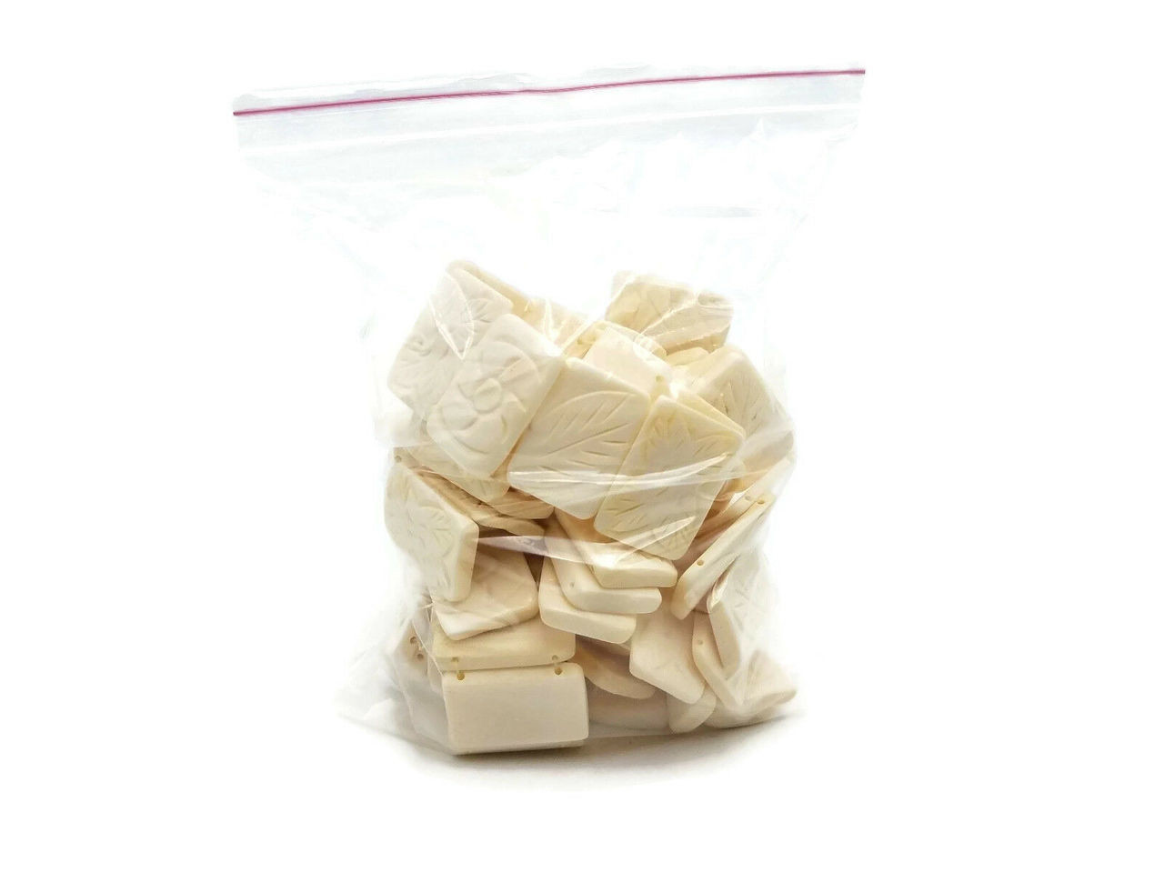 White Carved Bone Beads Jewelry Making Ivory Color 24 Pc Fashion Jewelry