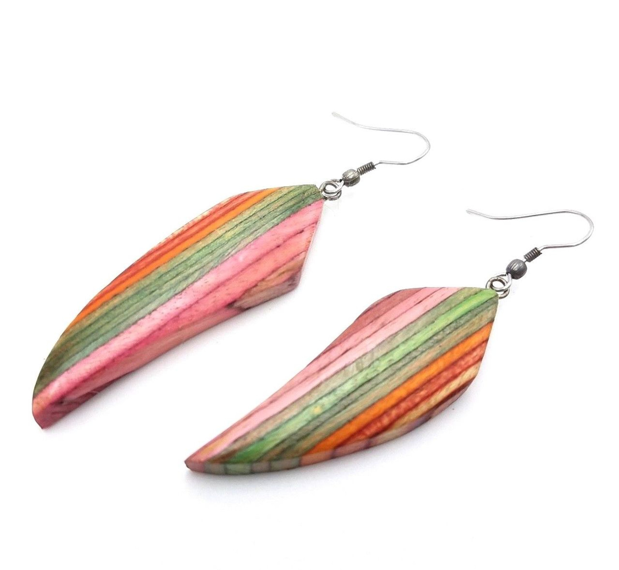 Wooden Earrings Multi Color Layered Wood Earring Fashion Jewelry