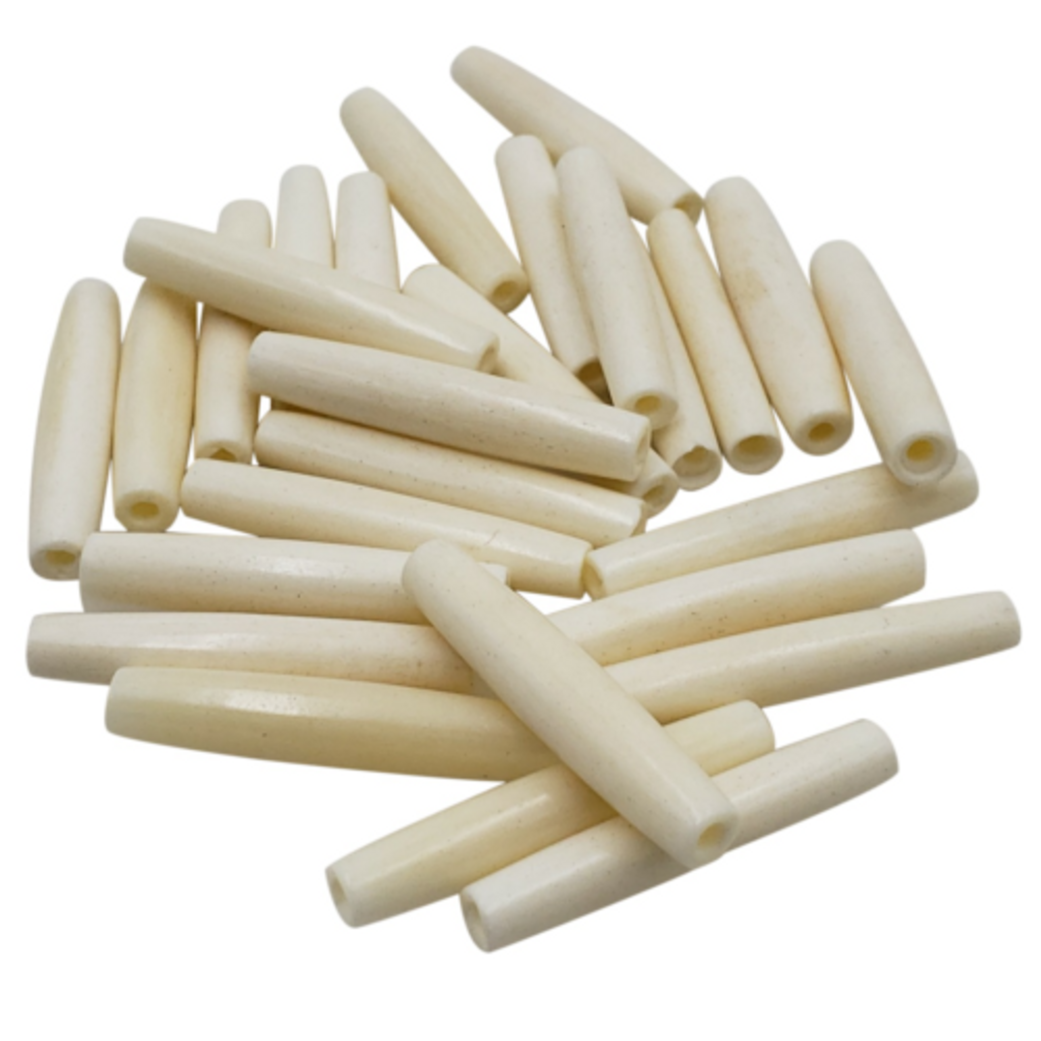 50 Pc Buffalo Bone Beads Tube Hair Pipe Choker Beads 1.5" Off White Ivory Tone