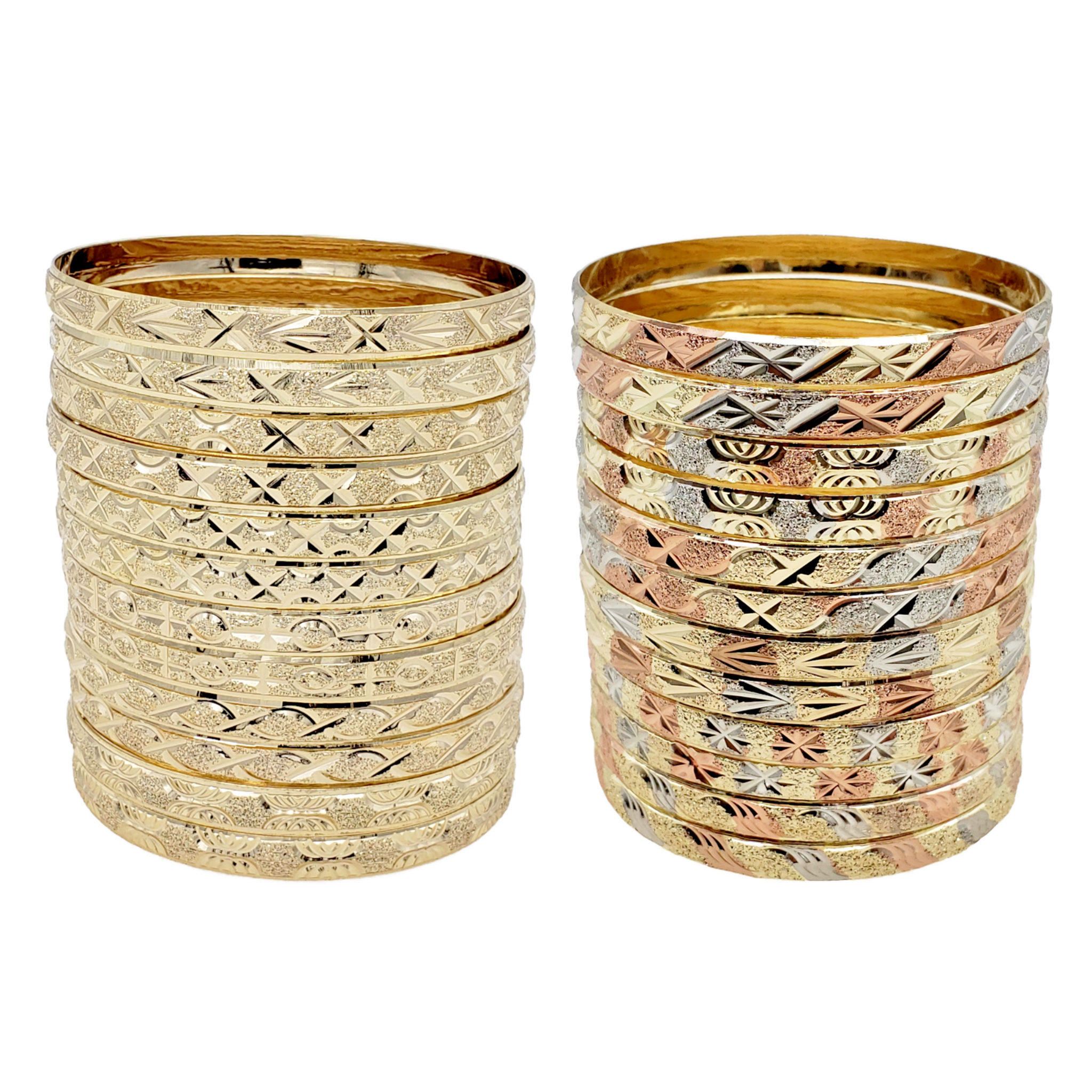 Mexican 7-Pack Semanarios Bangles - 14Kt Gold Plated 4MM