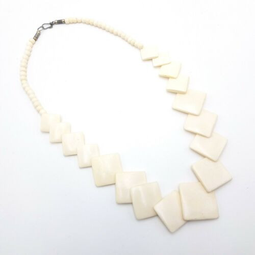 Bone Beads Necklace Pendant Diamond Shape 