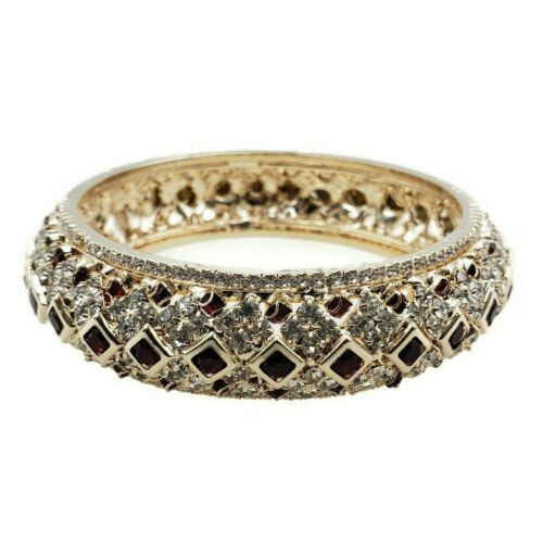 Charita Chunky Gold Plated Bollywood Wedding Jewelry Bangle with Rhinestones