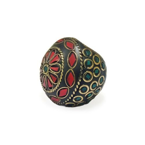 Adia Terracotta and Mosaic Ring with Coral Tone Chips