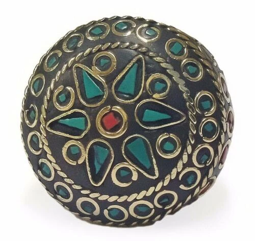 Ashanti Terracotta and Mosaic Sultani Ring - Green & Red