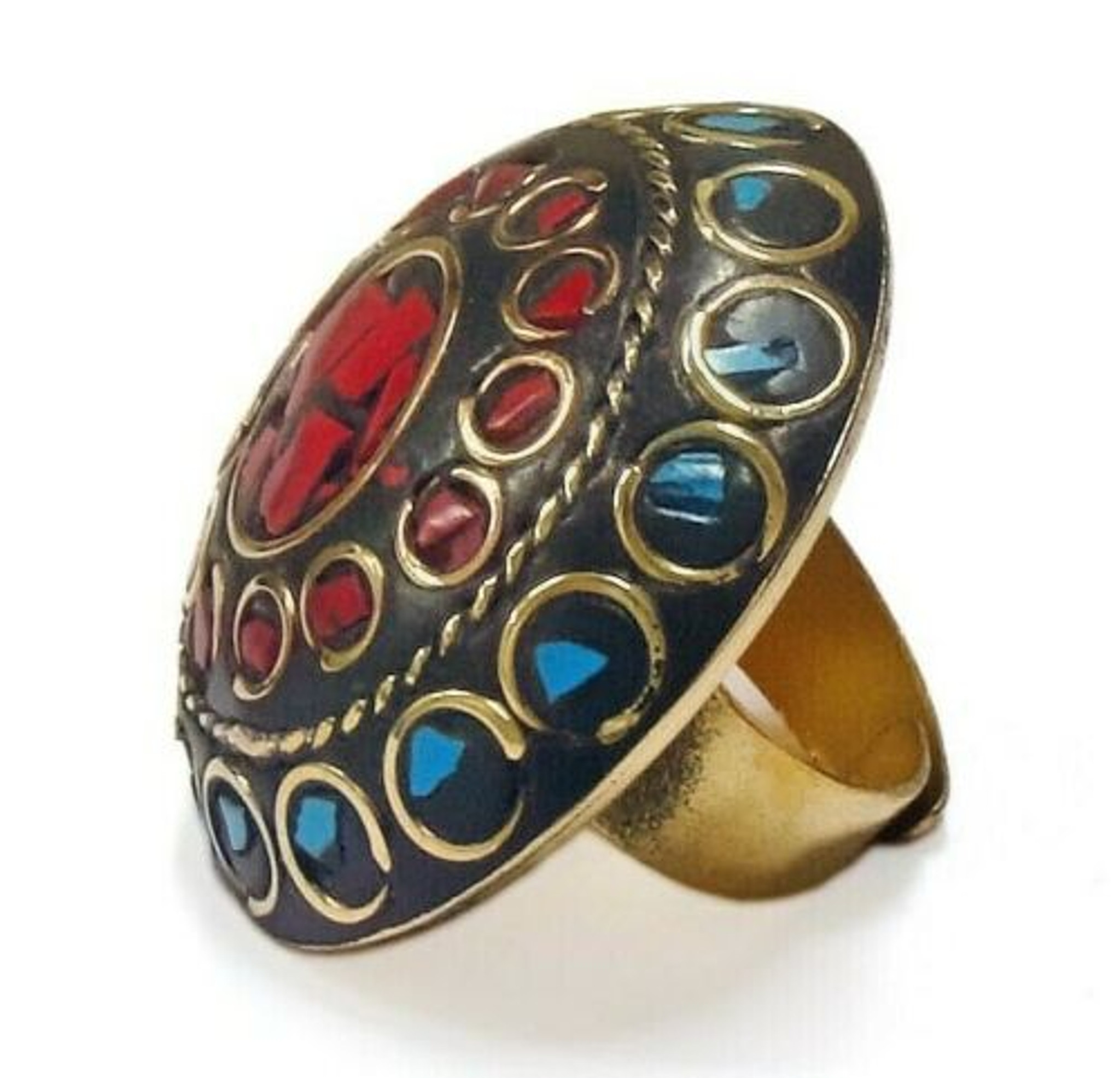 Zendaya Terracotta and Mosaic Sultani Ring - Red