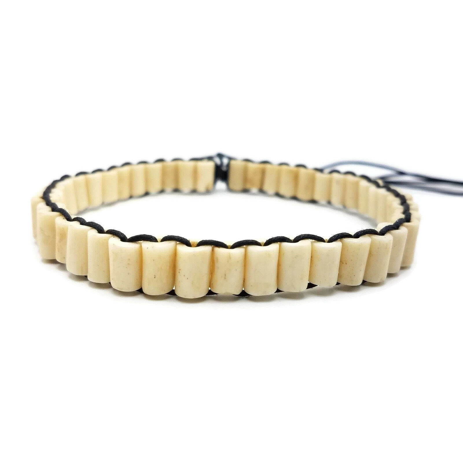 Cadence Classic Native American Style Buffalo Bone Bead Choker - Slim