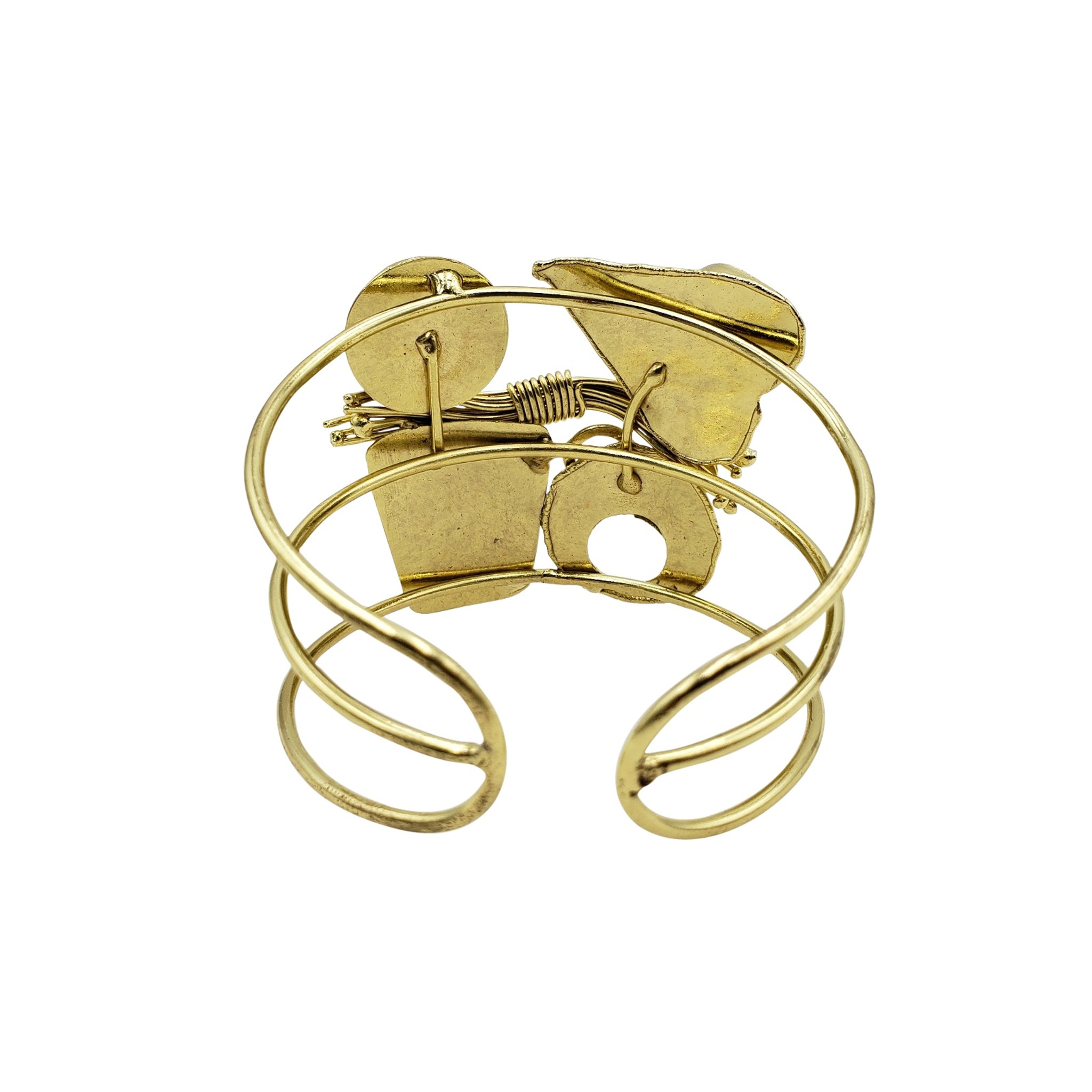 Tahleea Tribal Brass Wire Wrap Cuff Bracelet
