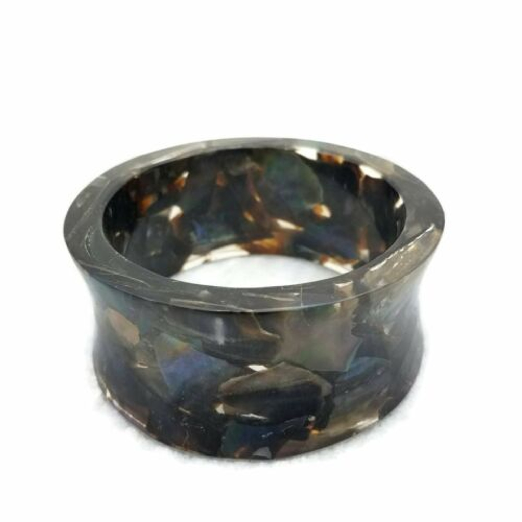 Clear Resin Bangle With Floating Abalone Chips