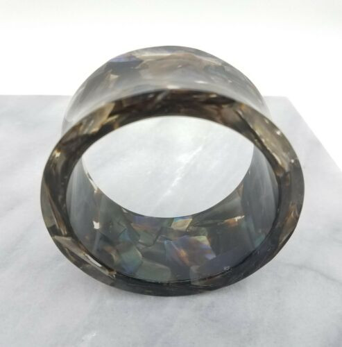 Clear Resin Bangle With Floating Abalone Chips