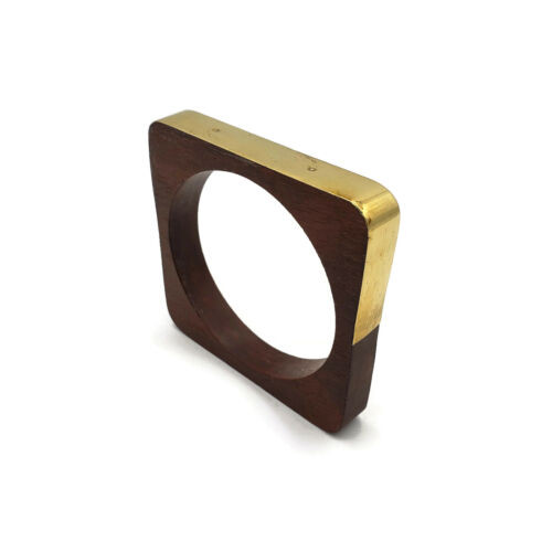 Nina Square Wood & Brass Bangle