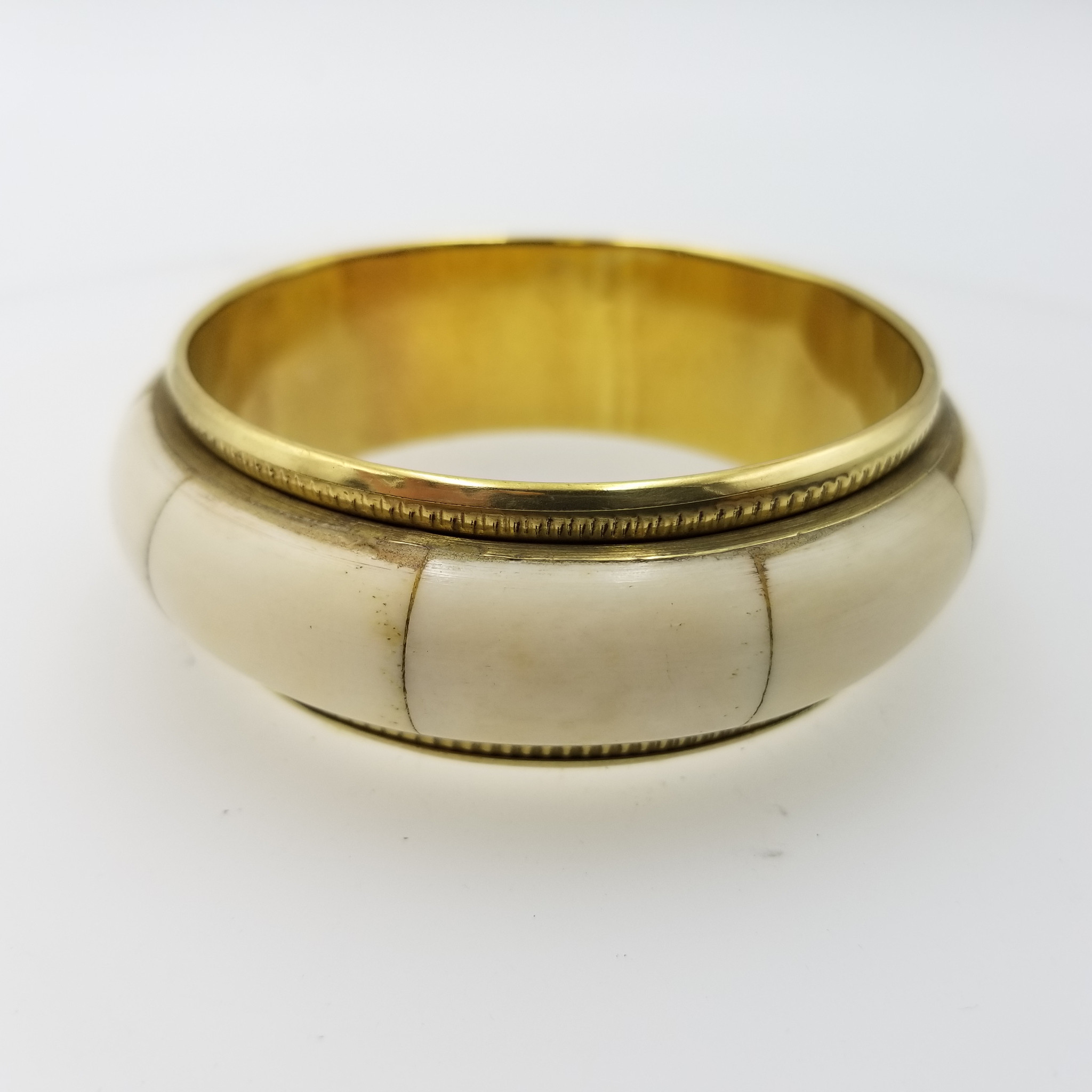 Brass Metal Bone Bangle Antique Color 1"