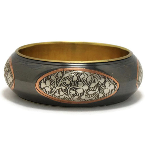 Embossed Metal Bangle 3Tone BA2194