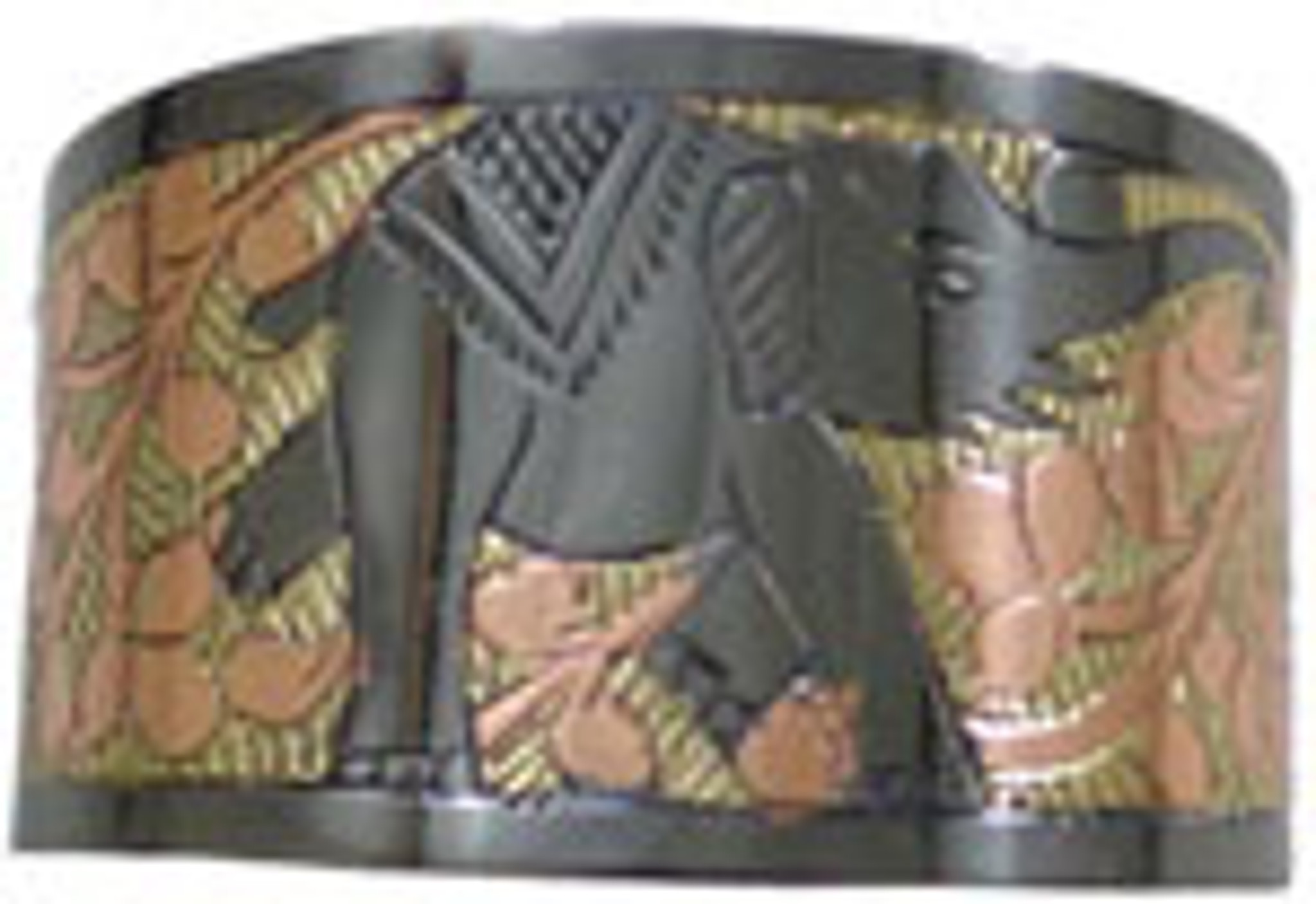 Cuff Bracelet Carved Elephant 3 Tone CF5505