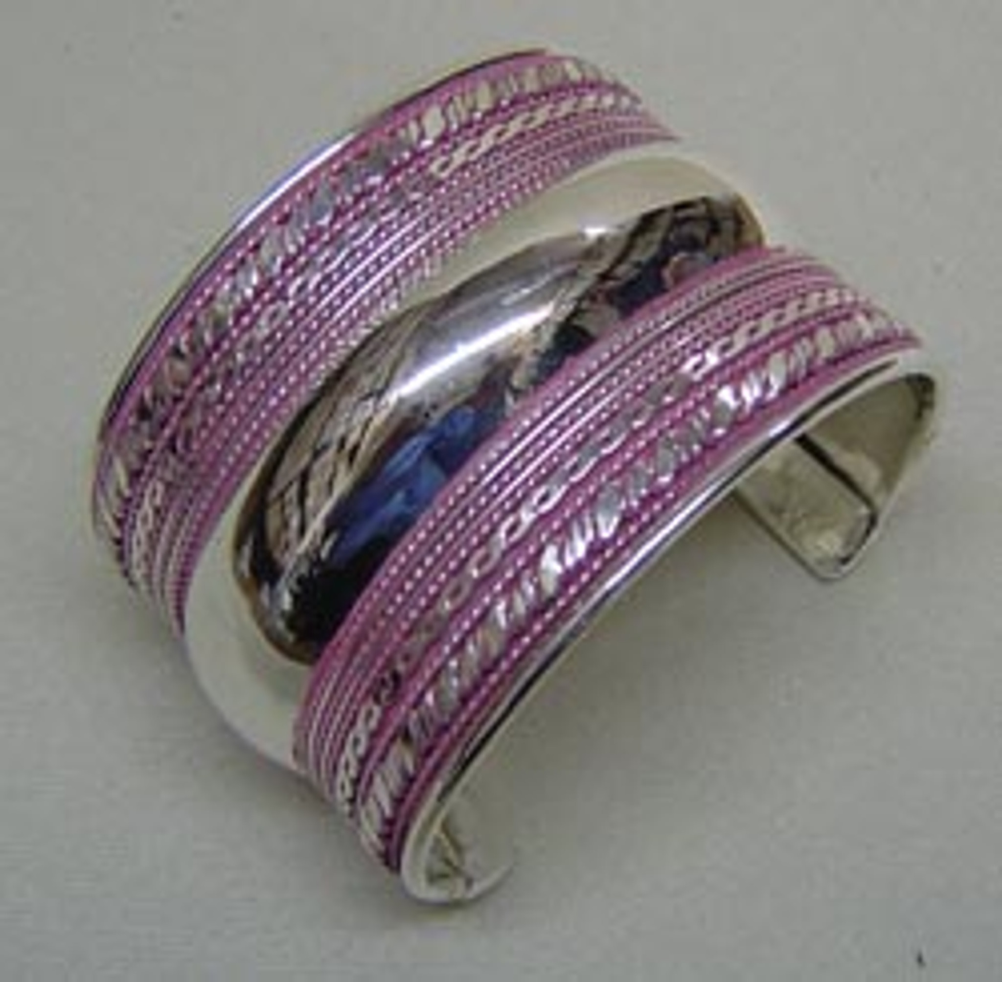 Brass Cuff Bracelet Patina Color Silver Plated 2"