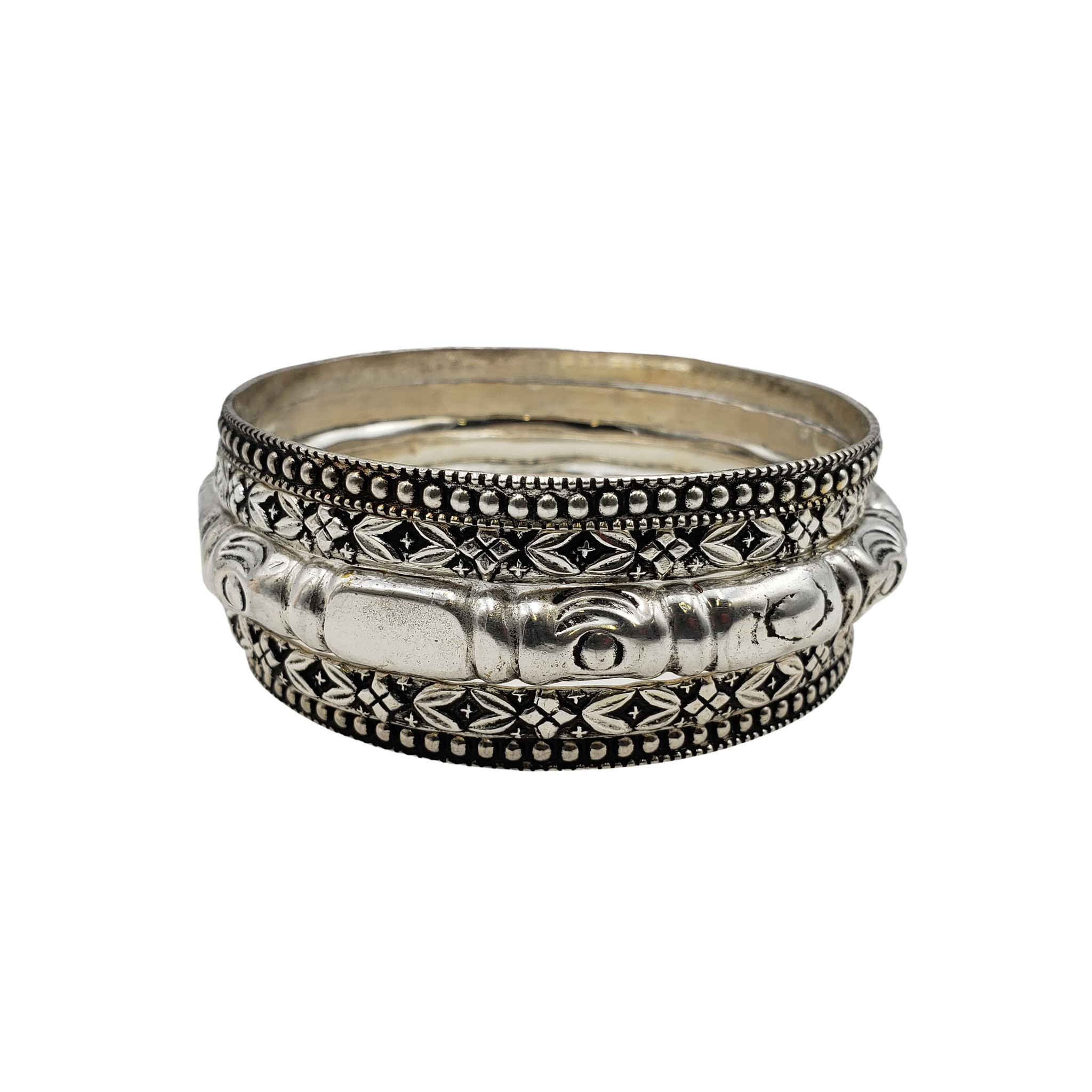 Sila Silver Plated Stack Bangles