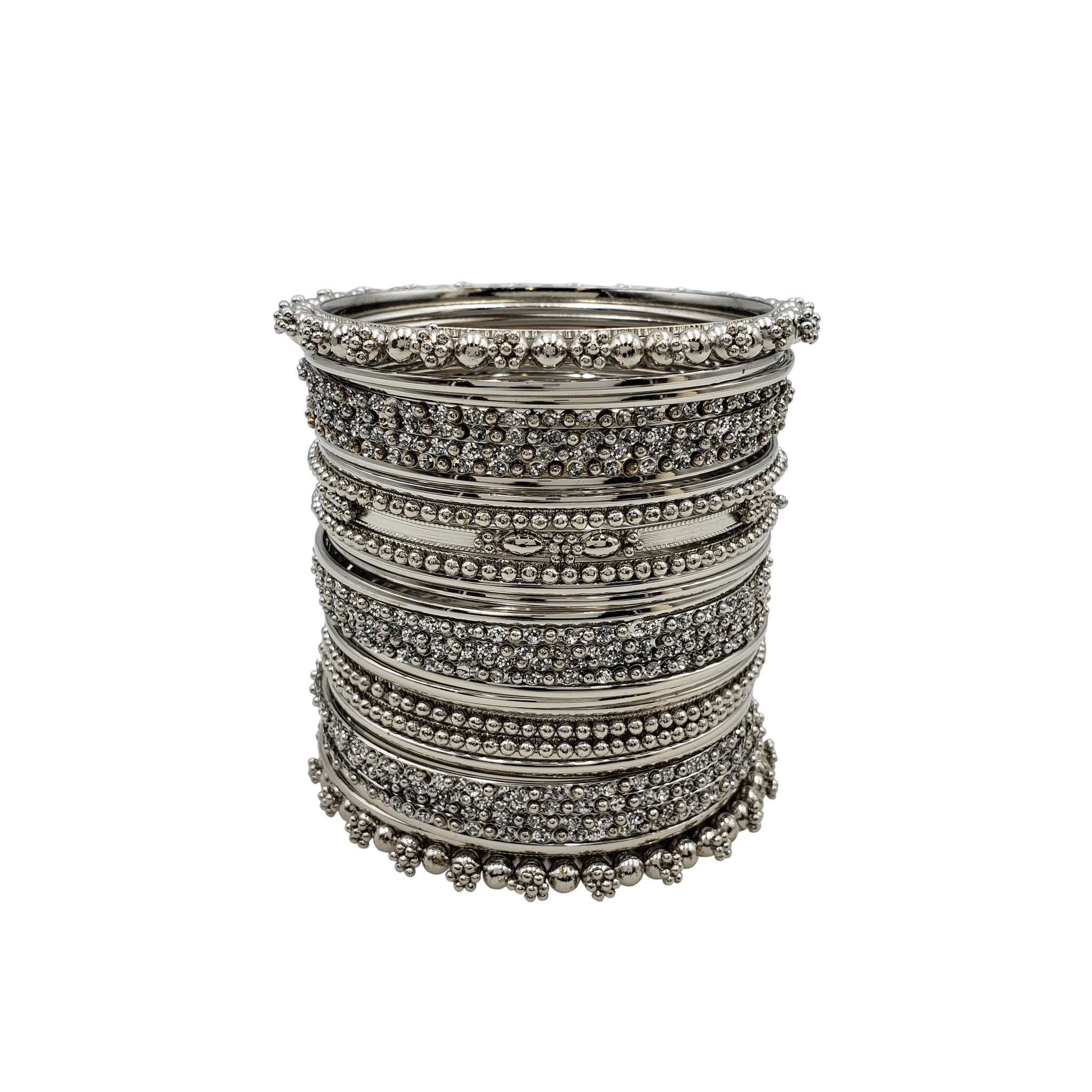 Prisha Silver Plated Brass Stack Bangle