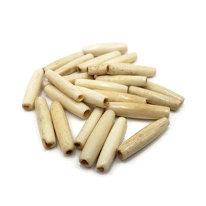50 Pc Off White Buffalo Bone Tube Hair Pipe Choker Beads 1" Tea Stained