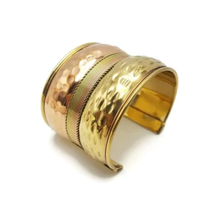 Brass Cuff Bracelet Assorted Design Gypsy Boho Bracelets Set of 6